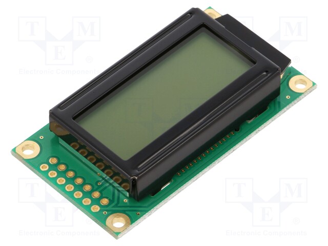 Display: LCD; alphanumeric; FSTN Positive; 8x2; gray; 58x32x13.2mm