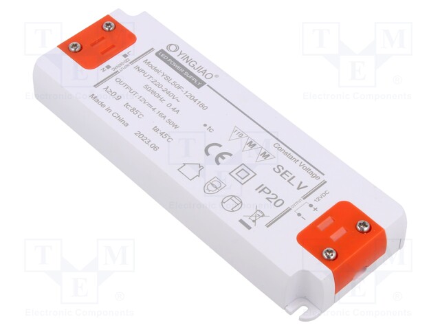 Power supply: switched-mode; LED; 50W; 12VDC; 4.16A; 220÷240VAC