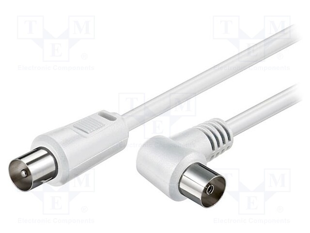 Cable; 75Ω; 1.5m; shielded, twofold; white