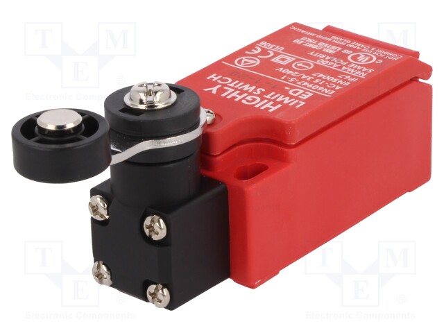 Limit switch; lever R 26mm, plastic roller Ø17,5mm; NO + NC; 5A