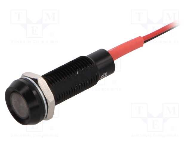 Indicator: LED; recessed; 12VDC; Cutout: Ø8.1mm; IP67; 1500mm leads