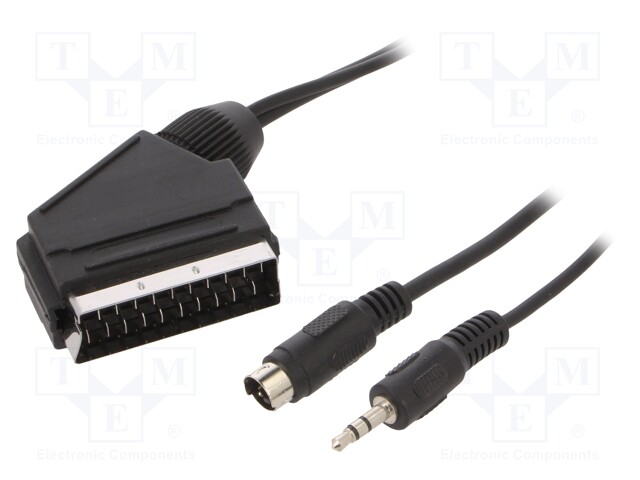 Cable; Jack 3.5mm 3pin plug,Mini-DIN plug 4pin,SCART plug; 15m