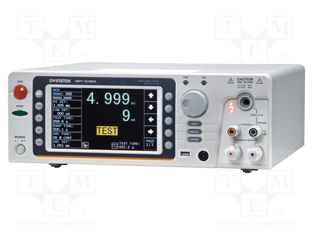 Meter: safety tester; TFT 7"; Utest: 0.05÷5kV; 1kVA; True RMS AC