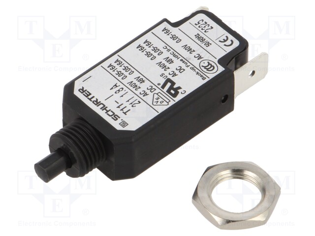 Circuit breaker; Urated: 240VAC; 48VDC; 1.8A; SPST; Poles: 1; screw