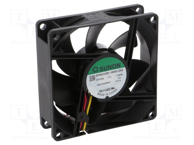 Fan: DC; axial; 24VDC; 80x80x25mm; 69.5m3/h; 33dBA; ball bearing