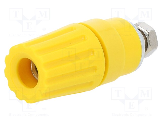 Socket; 4mm banana; 35A; 60VDC; yellow; nickel plated; -25÷100°C