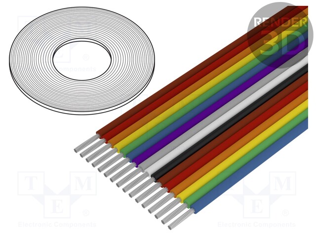 Wire: ribbon; 24x26AWG; 1.27mm; stranded; Cu; unshielded; PVC; 50V