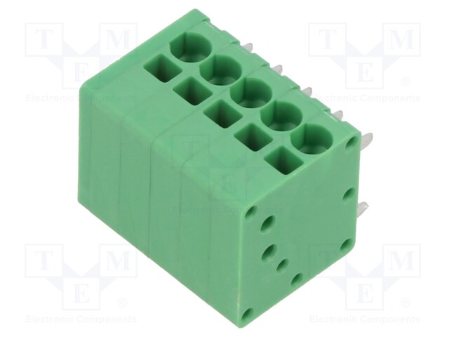 PCB terminal block; Contacts ph: 3.5mm; ways: 5; angled 90°; green