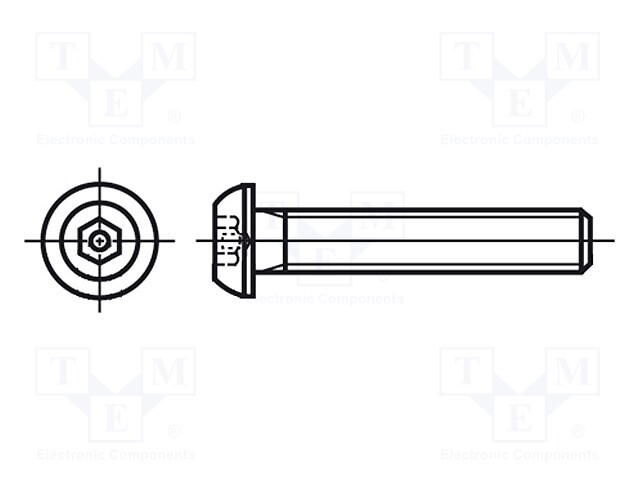 Screw; M4x12; Head: button; imbus; A2 stainless steel; HEX 2,5mm