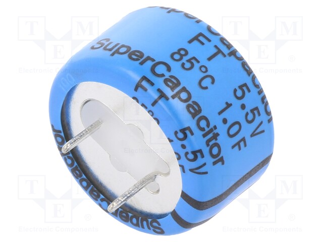 Capacitor: electrolytic; 1F; 5.5VDC; ESR: 3.5Ω; THT; -20÷+80%