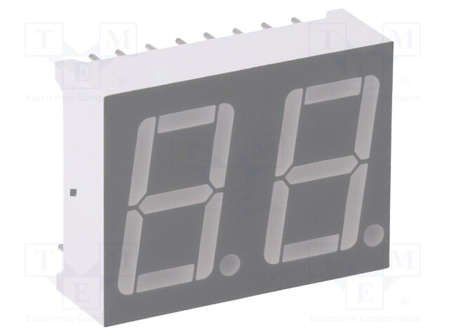 Display: LED; 7-segment; 14.2mm; 0.56"; No.char: 2; green; anode