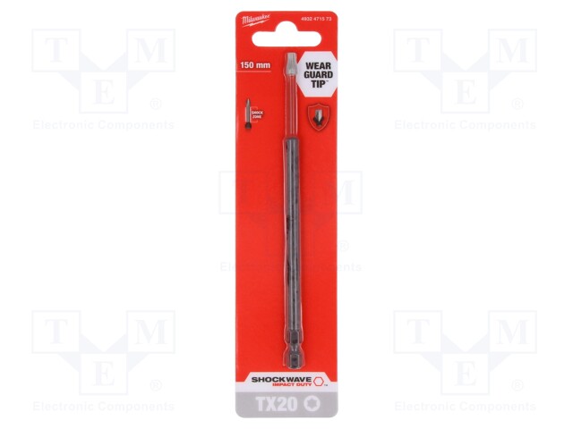 Screwdriver bit; Torx®; TX20; Overall len: 150mm; Kind: impact