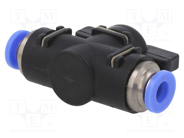 Shutoff valve; 0÷10bar; nickel plated brass,PBT; 6mmx2; 0÷60°C