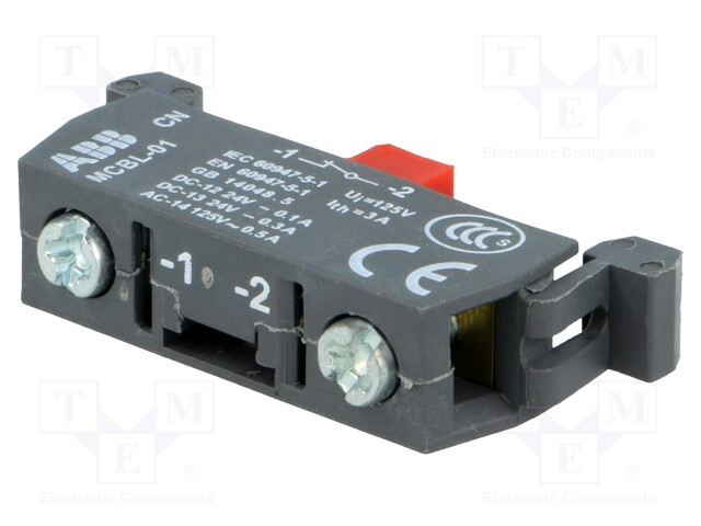 Contact block, microswitch; 22mm; front fixing; Contacts: NC