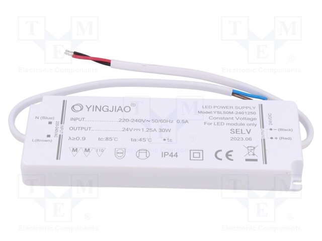 Power supply: switched-mode; LED; 30W; 24VDC; 1.25A; 220÷240VAC