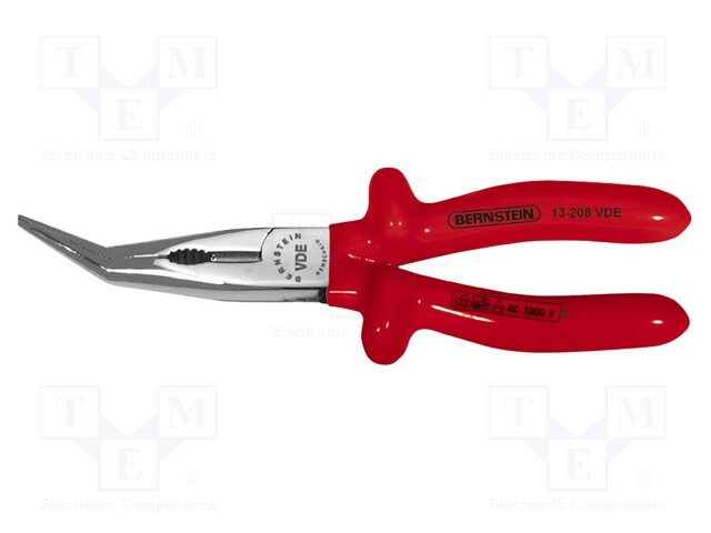 Pliers; insulated,curved,universal,elongated; 200mm