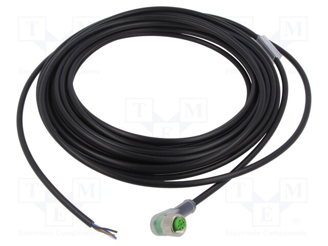 Connection lead; M12; PIN: 4; angled; 10m; plug; 4A; 3x LED (PNP)