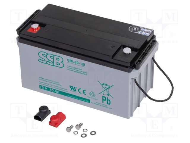 Re-battery: acid-lead; 12V; 80Ah; AGM; 350x167x182mm; 23kg