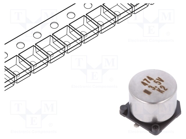 Capacitor: electrolytic; 0.47F; 3.5VDC; ESR: 25Ω; SMD; -20÷+80%