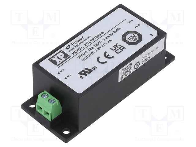 Power supply: switched-mode; 15W; 3.3VDC; 3A; OUT: 1; 110g; -20÷70°C