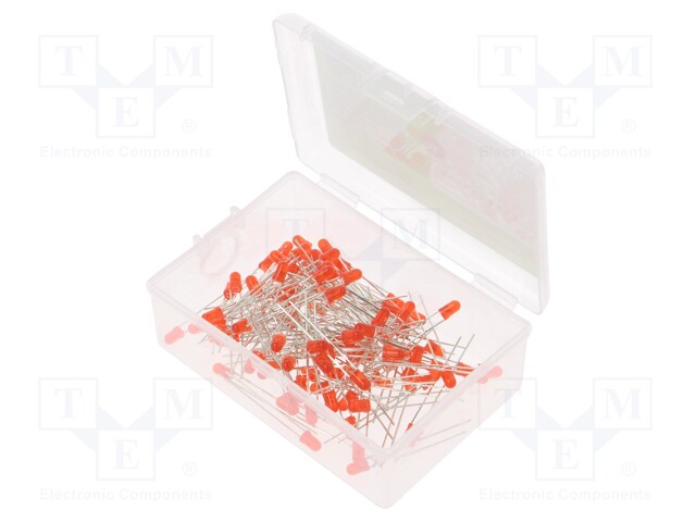 3mm; red; 68mcd; 30°; Kit: LED; plastic box; 100pcs.