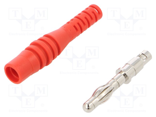 Plug; 4mm banana; 32A; 30VAC; 60VDC; red; 2.5mm2; Mounting: screw