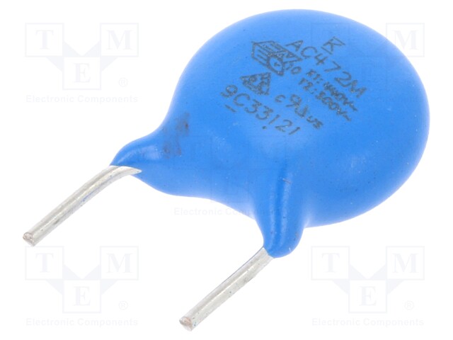 Capacitor: ceramic; X1/Y2; 4.7nF; Y5V; ±20%; THT; 7.5mm; Series: C900