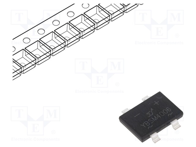 Single-phase bridge rectifier; Urmax: 600V; If: 4A; Ifsm: 120A