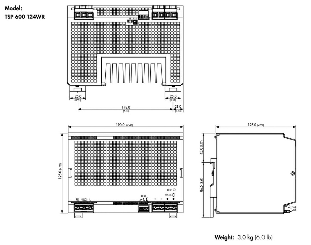 Power supply: switched-mode; 600W; 24VDC; 24÷28VDC; 25A; OUT: 1