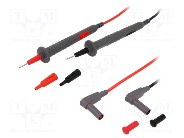 Test lead; silicone; 1m; 20A; black,red; 2x test lead; Ø: 2mm