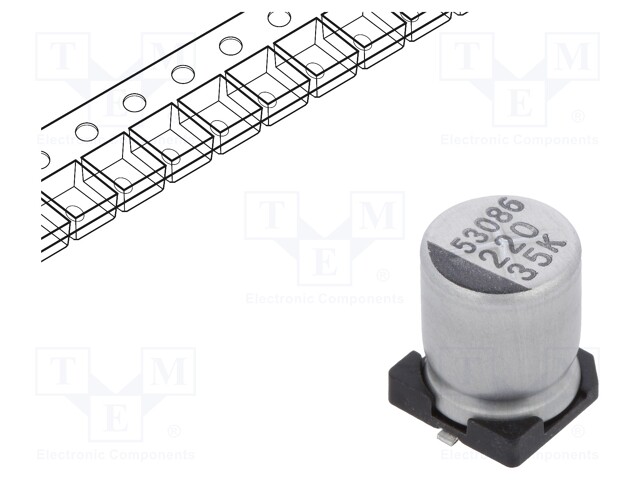 Capacitor: electrolytic; SMD; 220uF; 35VDC; Ø8x10mm; ±20%; 2000h