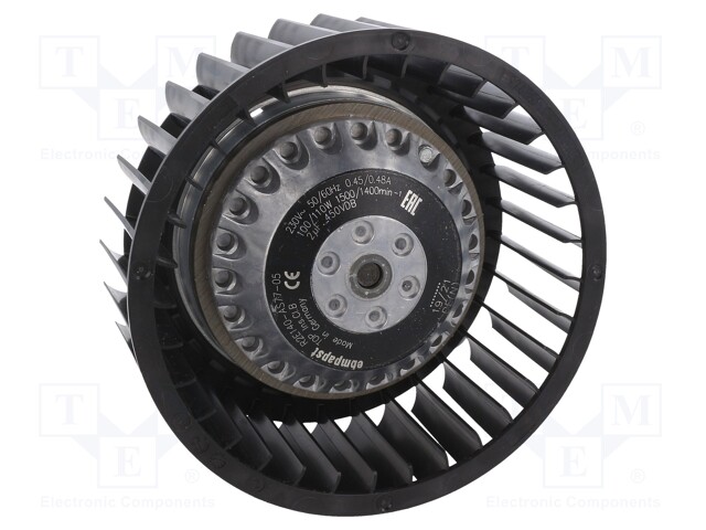 Fan: AC; radial; 230VAC; Ø142x72mm; 405m3/h; ball; 1500rpm