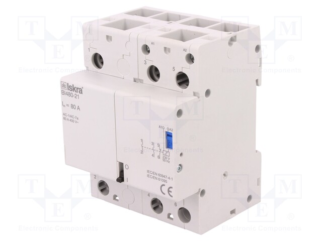 Relay: installation; bistable; NC + NO x2; Ucoil: 230VAC; 80A; IP20