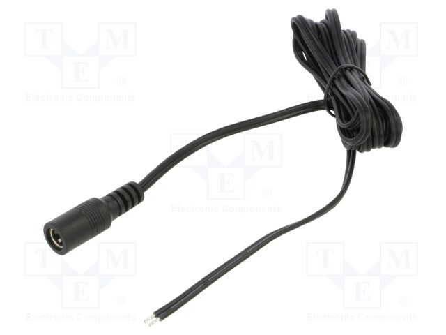 Cable; 2x0.5mm2; DC 5,5/2,1 socket; straight; black-gray,black