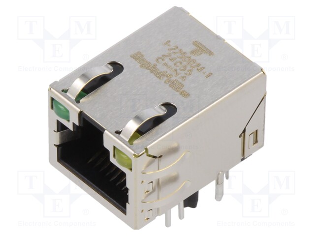 Socket; RJ45; PIN: 8; shielded,with LED; Layout: 8p8c; THT; angled