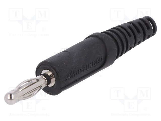 Plug; 4mm banana; 32A; 70VDC; black; Max.wire diam: 4mm