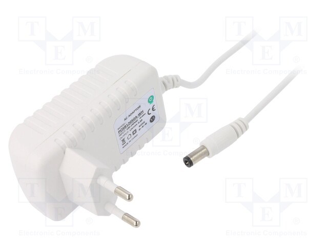 Power supply: switched-mode; 12VDC; 0.5A; Out: 5,5/2,1; 6W; Plug: EU