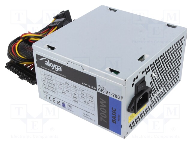 Power supply: computer; ATX; 700W; Features: fan 12cm