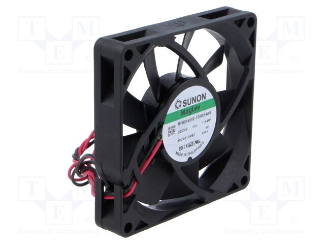 Fan: DC; axial; 24VDC; 80x80x15mm; 57.06m3/h; 33.6dBA; Vapo; 3100rpm