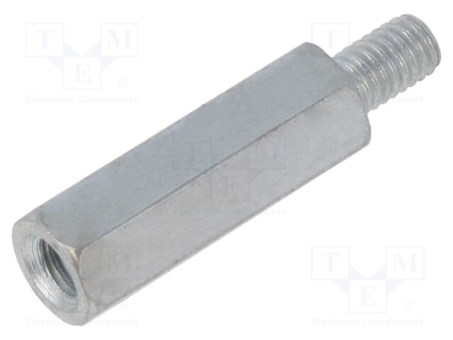 Screwed spacer sleeve; 30mm; Int.thread: M6; Ext.thread: M6