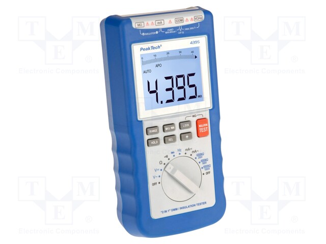 Meter: insulation resistance; LCD 3,75 digit (4000); 0,1÷4000MΩ