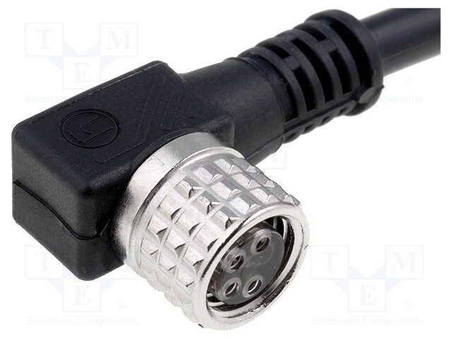 Connection lead; M8; PIN: 4; angled; 2m; plug; 60VAC; 4A; -25÷90°C