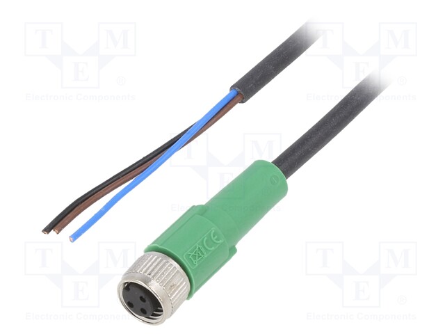 Connection lead; M8; PIN: 3; straight; 5m; plug; 60VAC; 4A; -25÷90°C