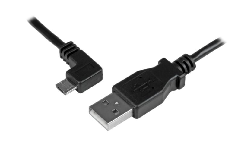 Cable; USB 2.0; USB A plug,USB micro plug; Leftt Angle; 24 AWG; 0.5mm; black