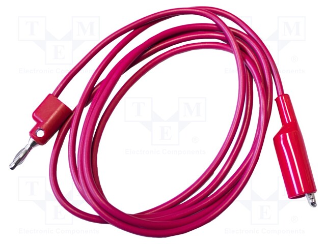 Test lead; 10A; banana plug 4mm,aligator clip; Urated: 1kV; red