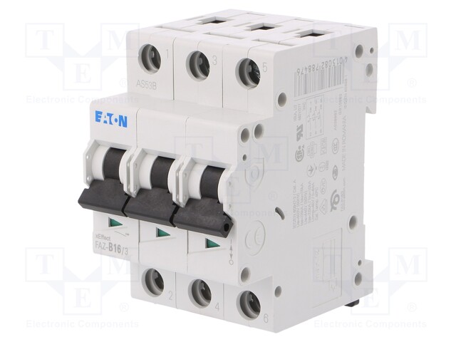 Circuit breaker; 230/400VAC; Inom: 16A; Poles: 3; DIN; Charact: B