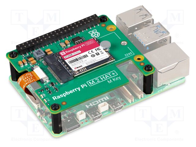 Adapter; Raspberry Pi 5; Raspberry Pi M.2 HAT+,SSD; 512GBFLASH