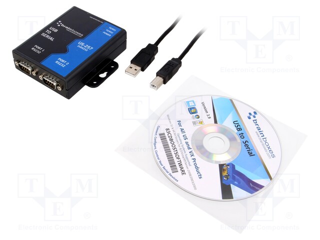 Industrial module: converter; RS232/USB; Number of ports: 2; IP30