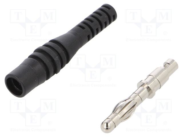 Plug; 4mm banana; 32A; 30VAC; 60VDC; black; 2.5mm2; Mounting: screw