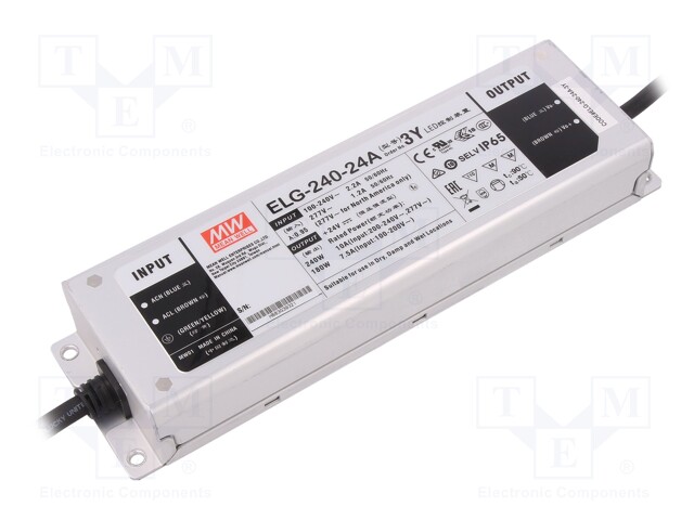 Power supply: switched-mode; LED; 240W; 24VDC; 22.4÷25.6VDC; 5÷10A